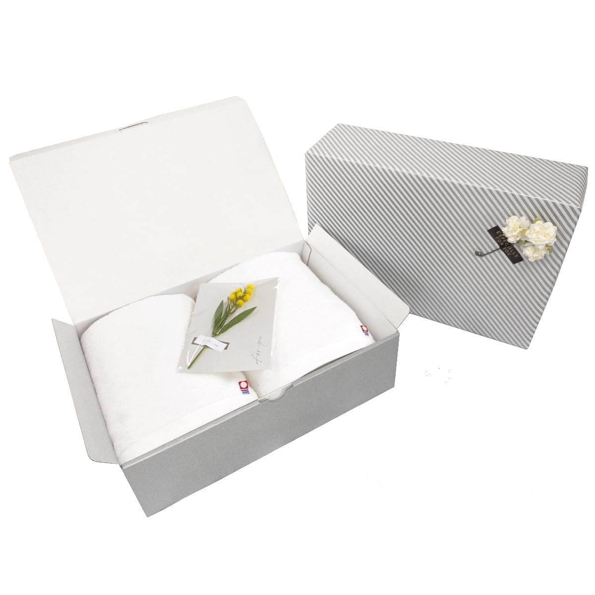 

Imabari Towel Certified Original Gift Set Bath Made in 60 x 120 Gift Wrapping Mimosa Bunch Family Wedding Baby Housewarming Gift Bath White x