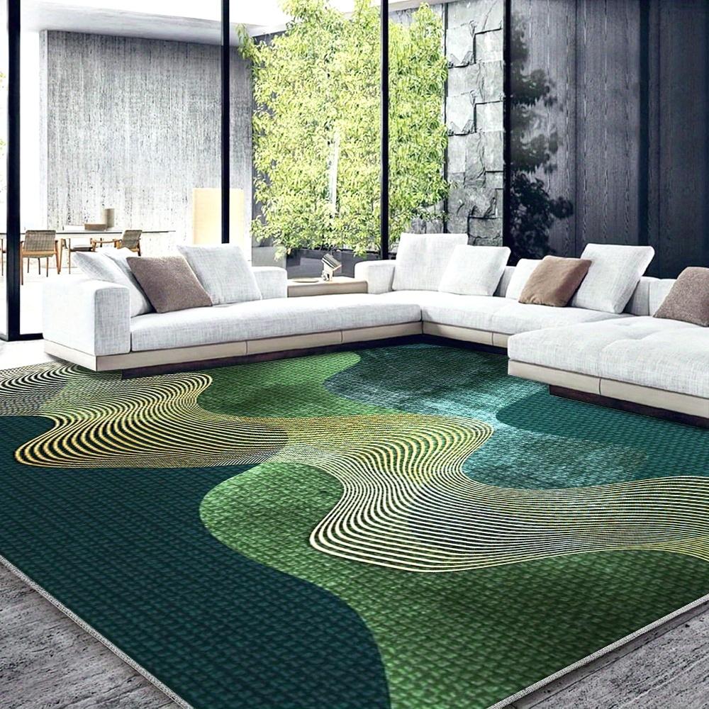 Modern Wave Pattern Green Carpet - Non-slip Soft Carpet for Living Room Bedroom - Eco-friendly Home Decor (Multiple Sizes)"