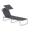Foldable Sun Lounger, Garden Lounger with Sunshade, Beach Lounger, with 4-position Adjustable Backrest,  Suitable for Garden, Balcony and Pool, Gray