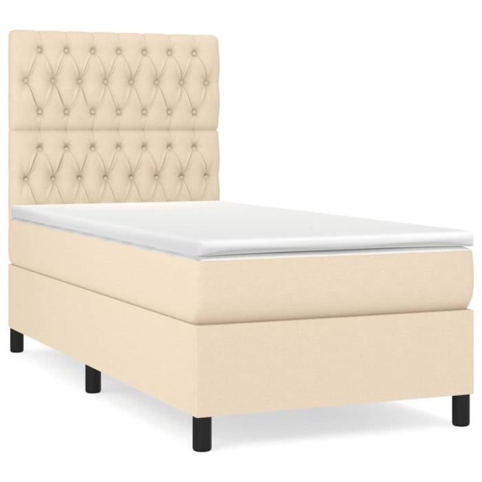 VidaXL Divan Bed and Mattress Cream 90x190 Cm Fabric - Model 3141982