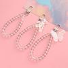 Transparent Acrylic Pearl Keychain with 8mm Round Beads, Bear, Butterfly, and Couple Bag Pendant.