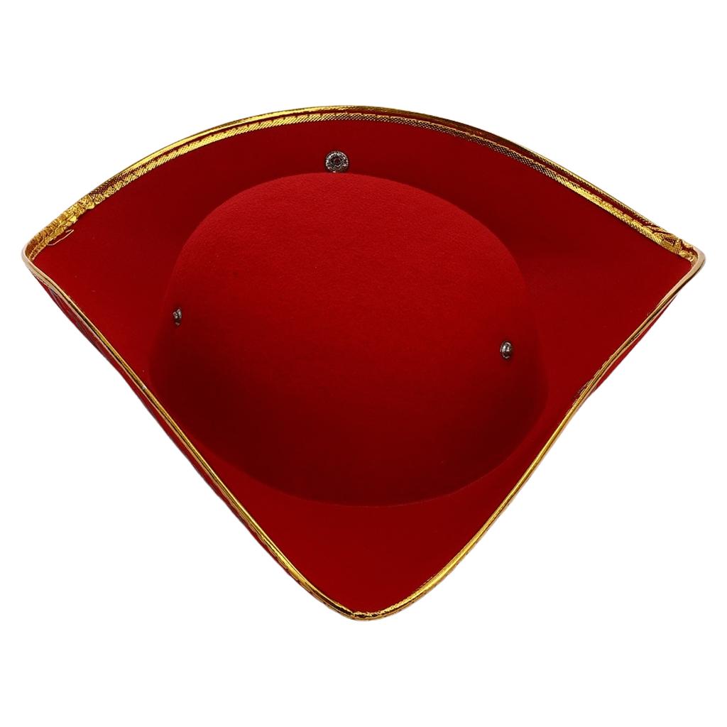 Unisex Halloween Pirate Hat Tricorn Style Distressed Felt with Metallic Brim Cosplay Accessory 1Pc