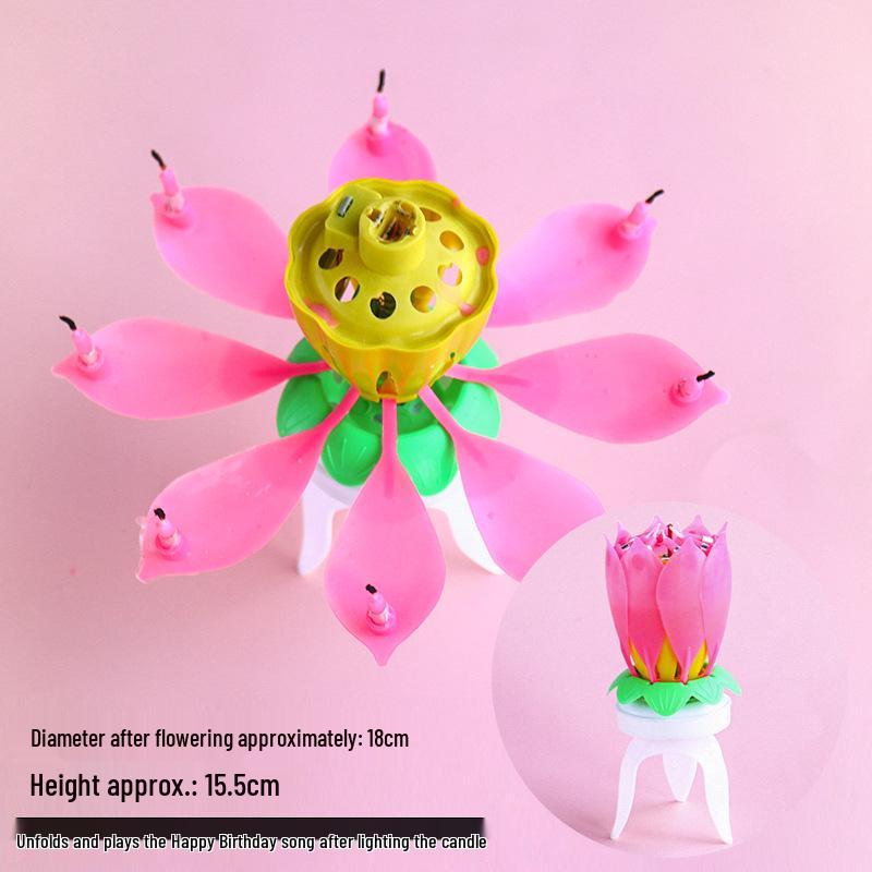 Rotating Singing Lotus Candle - Creative Retro Cake Decoration