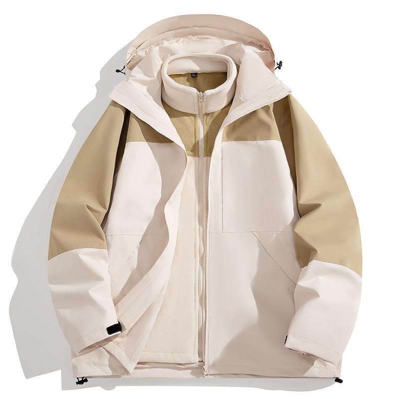 

Winter Outdoor Windproof and Rainproof Three-in-one Jacket Detachable Two-piece Set Thickened. 4XL