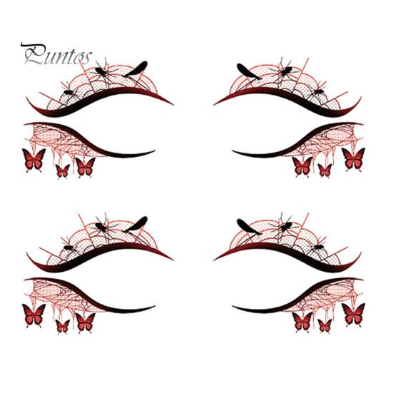 Cosmetic Transfers for Adults 2 Pairs Halloween Eye Tattoo Stickers, Waterproof Temporary Face Decals with Ghostly Decorations Pumpkin Bat Spider Web,