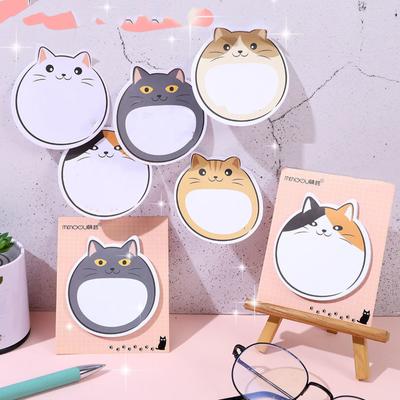 1 Stück Cartoon Adhesive Cute Kawaii Cat Notizen Notizblock Notizblock Büro Schulbedarf Schreibwaren Aufkleber Dekoration