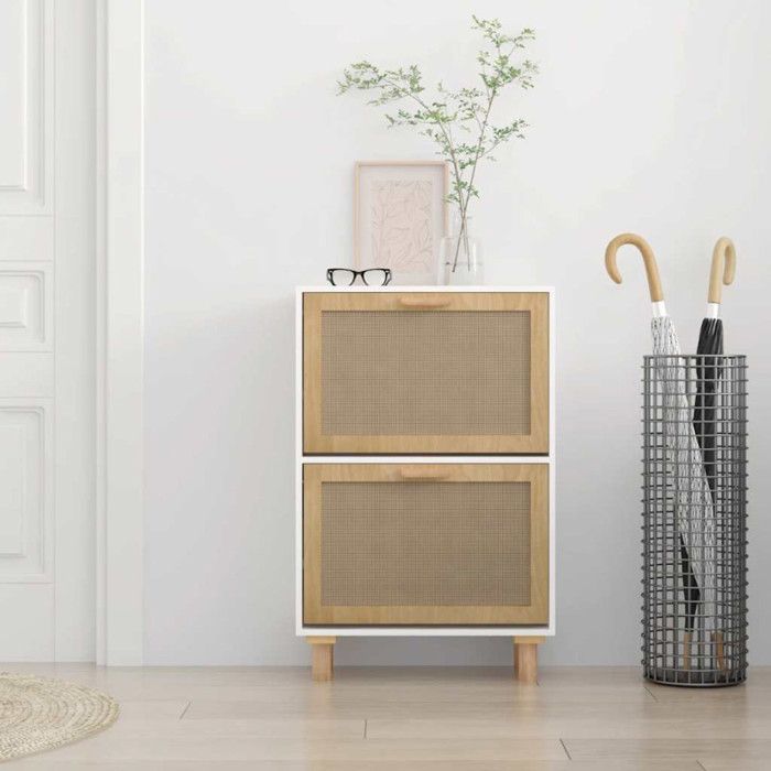 VidaXL Shoe Cabinet Shoe Organizer Storage Furniture Entrance Hall Living Room White 52x25x80 Cm Wood 345645