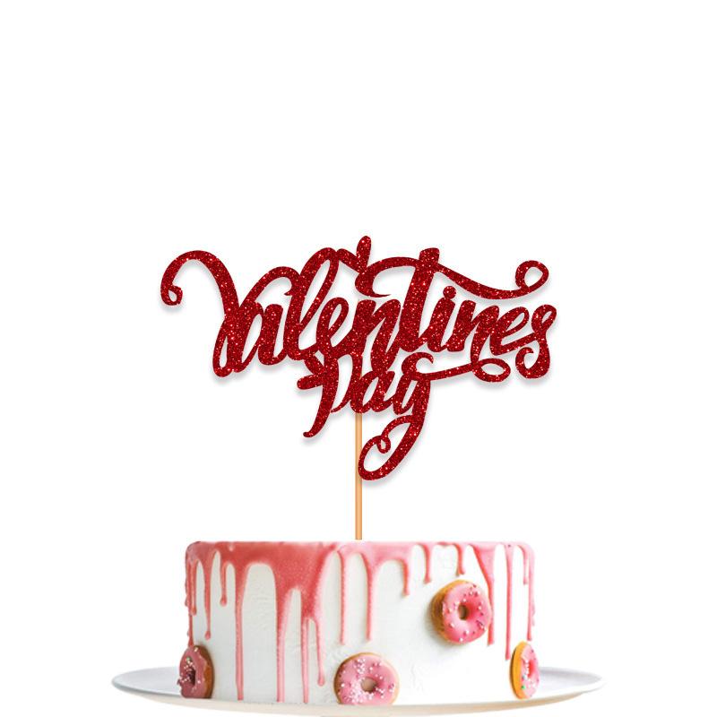YCTHUNFISH Lot De 1 Décoration De Gâteau « Be My Valentine » Avec Paillettes En Forme De Cœur Pour La Saint-Valentin, Mariage, Fête Prénuptiale, Fête D'anniversaire, Rouge