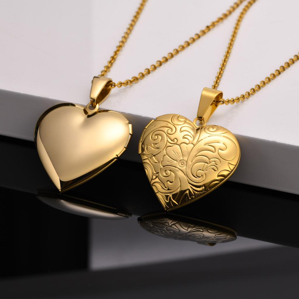 Heart Locket Necklace For Women Stainless Steel Jewelry Custom Photo Frame Memory Love Pendant For Valentine's Day Gift