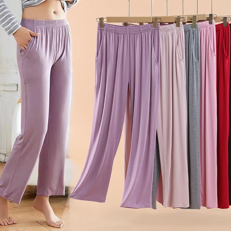 Damen Modal Locker Fallende Pyjamahose - Große Größe, Dünne Eisseide, Lässige Frühling/Sommer Hose
