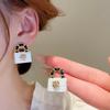 Xiaoxiangfeng flower handbag bag, artificial leather silver needle earrings, niche French retro premium earrings