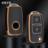 Tpu Car Flip Key Case Cover Shell For Vw Volkswagen Polo Tiguan Passat Golf Jetta Lavida Skoda Octavia 2 3 Button Protected Fob