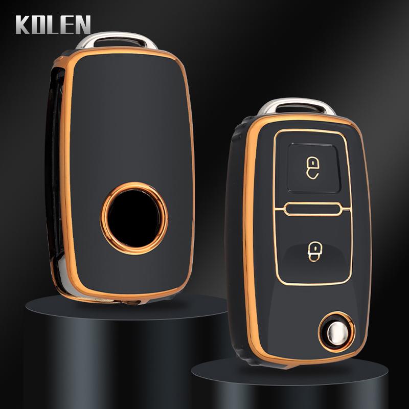 Tpu Car Flip Key Case Cover Shell For Vw Volkswagen Polo Tiguan Passat Golf Jetta Lavida Skoda Octavia 2 3 Button Protected Fob