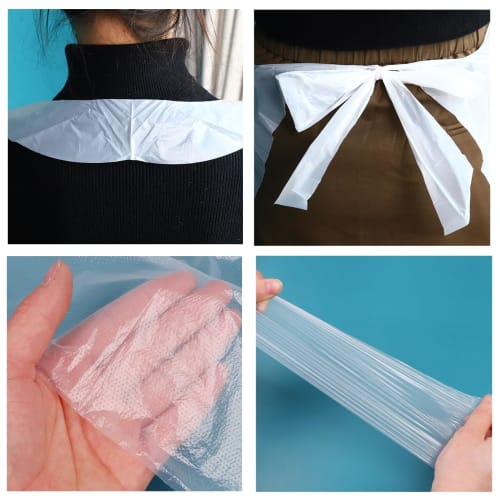 TUISKU Disposable Aprons, Polyethylene, Waterproof, for Meals, White, 100-Count (White)