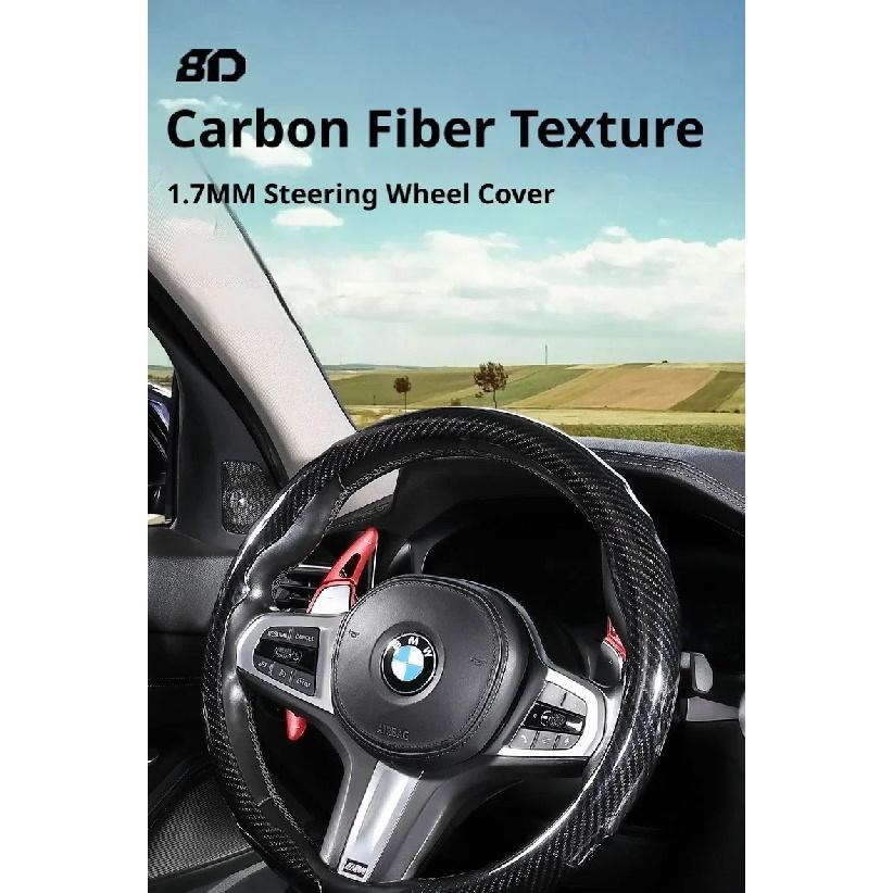 For MAZDA Steering Wheel Cover Sport Carbon Fiber Texture 37-38CM Fits 3 5 6 SKYACTIV CX30 CX5 CX8 CX9 MX5 RX8 RX7 BT50 Axela