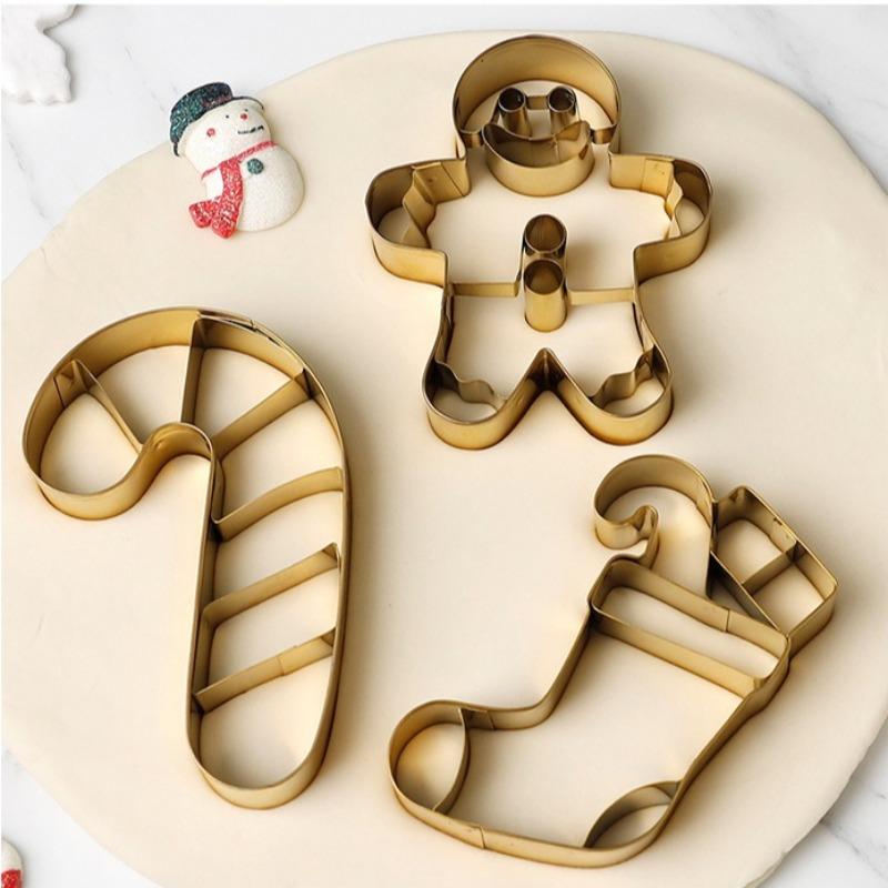 Christmas Stainless Steel Biscuit Cutter Mold Gingerbread Man Christmas Socks Cutting Mold Party Baking Supplies Pastry Making