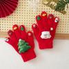 Knitted Christmas Gloves Thicken Five Finger Gloves Cute Warm Gloves  Outdoor Activities