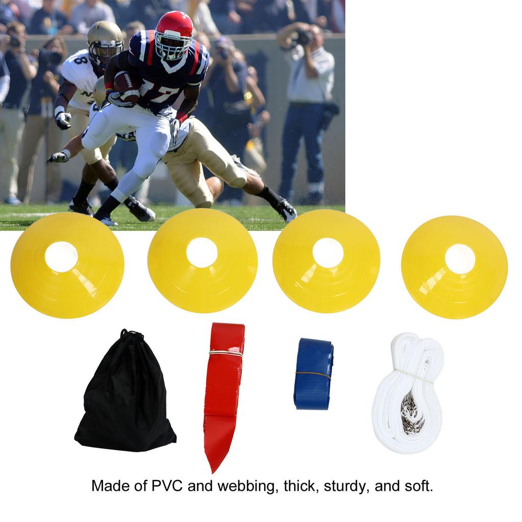 Flag Football Set 10 Spieler Football Gürtel Flaggen Set 10 Gürtel 30 Flaggen 4 Hütchen zum Spielen Rot und Gelb