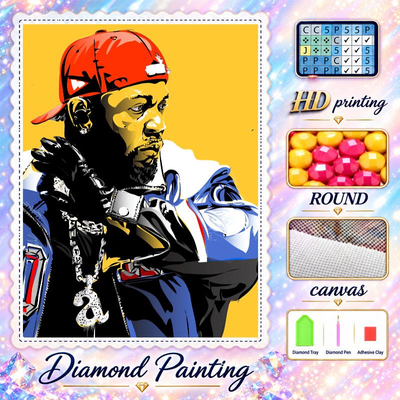 Kendrick Lamar Diamond Painting Kit 5D Full Drill DIY Diamond Mosaic Wall Art Home Decor