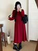 Women's Plus Size Knit Dress - Round Neck, Winter 2025, Loose Fit
