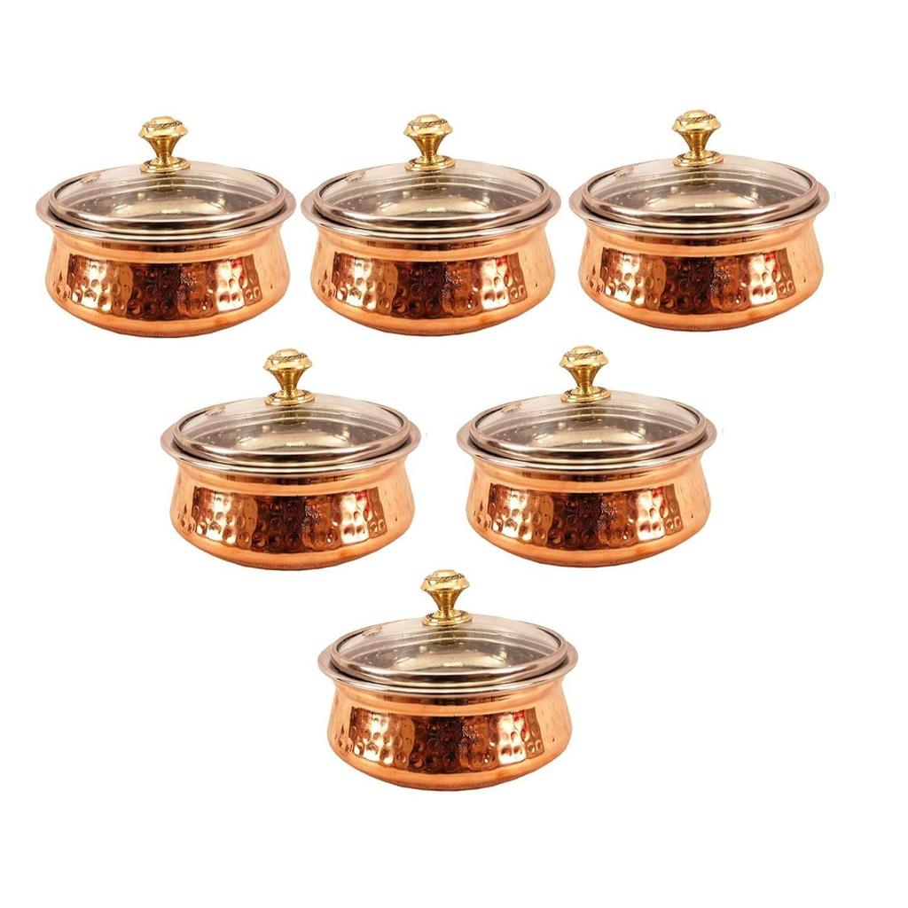 Glass Lid 400 Ml-Serving Dishes Chicken Briyani Vegetables Home Hotel Restaurant Tableware Dishware,Polished,Set Of 6