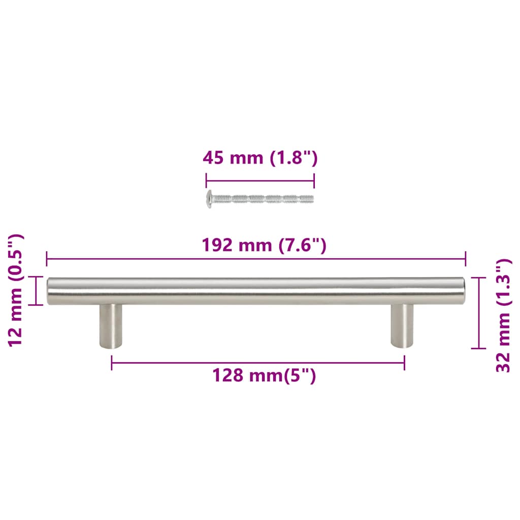 Furniture Handles 10 Pcs Silver 128 Mm Stainless Steel