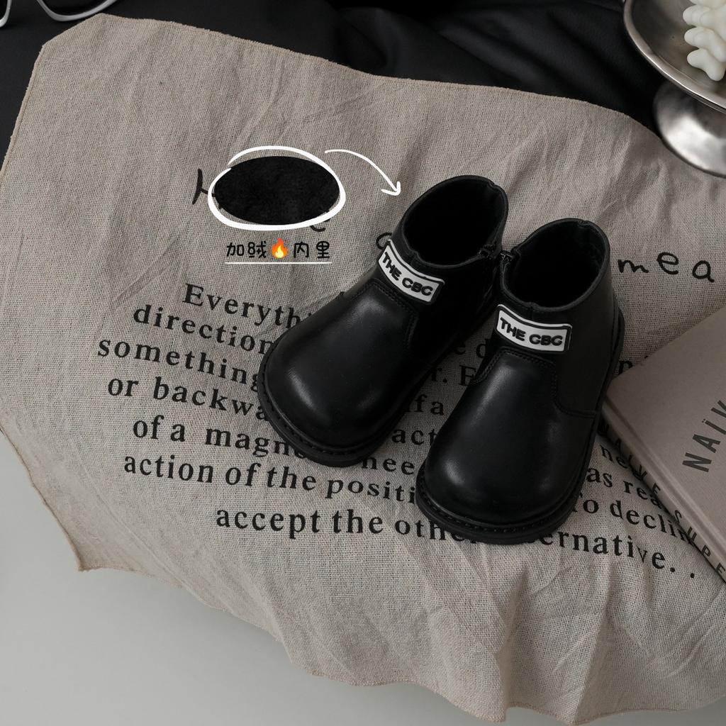 XSHX "Paris Simple" Children's French Leather Boots Boys and Girls Side Zipper Chelsea Boots [Wenzhou Shoes]