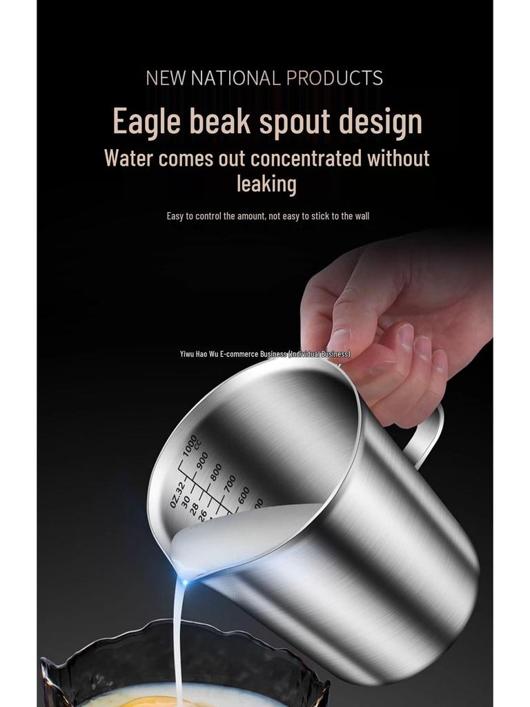 304 Edelstahl Messbecher mit großer Kapazität zum Backen, für Milchtee, für Gewerbeküchen und für Latte Art.