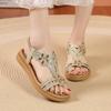 Fashion Women's Platform Sandals Summer Fashion Rhinestone Elastic Band Beach Shoes 2025 Casual Open Toe Flat Shoes Sandalias De Mujer