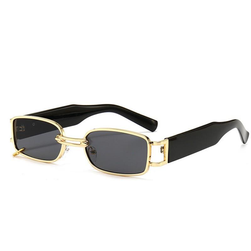 

Fashionable Small Square Sunglasses With Ring Buckle Metal Decor Stylish Uv Protection Sunglasses 1217 золотий