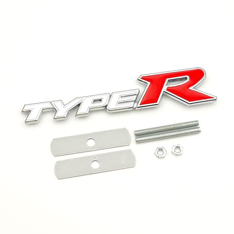 3D Metal Black Red Letters Type R Logo Car Front Grille Badge Emblem for Honda Accord Civic Type R Auto Accessories QV0