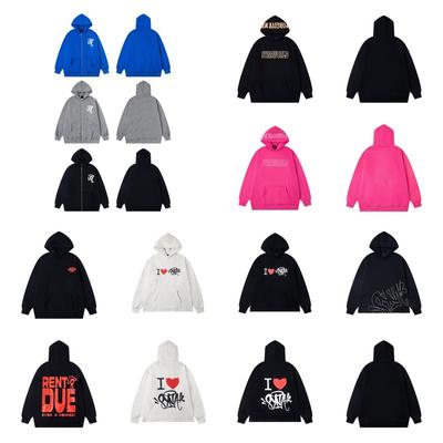 Synaworld Unisex Trendy Hip Hop Mikina s kapucí s potiskem písmen z fleecu - Ležérní volný střih pro muže a ženy