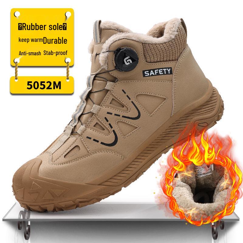 Pánské kotníkové nepromokavé zimní bezpečnostní boty - Odolné proti nárazu, Odolné proti propíchnutí, Podšívka ze sametu a bavlny