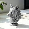 Wildtier Kopf Skulptur 3D Gedruckte Wolf Figur, Realistische Statue mit Runder Basis, für Heim Büro Bücherregal Dekor Dekoration