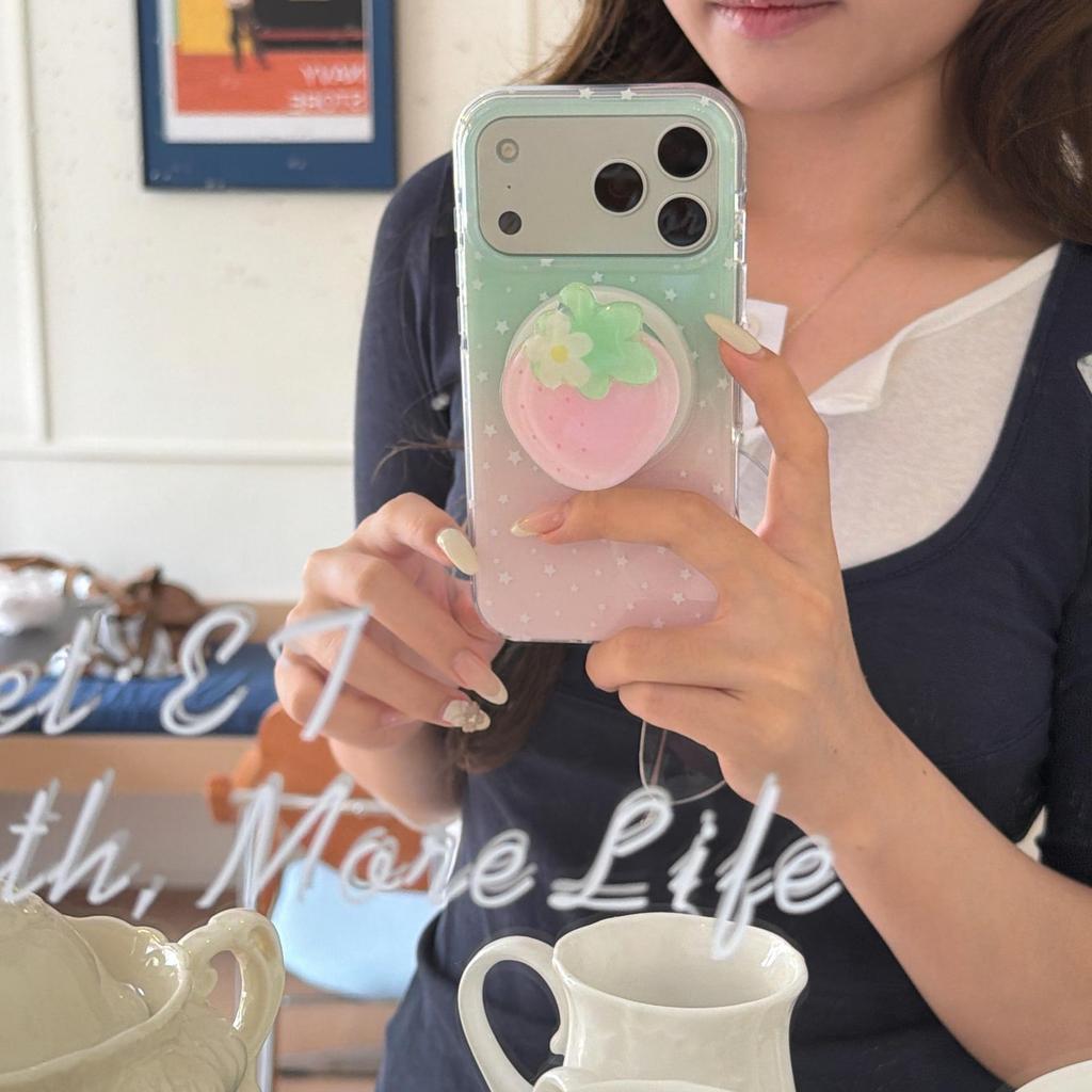 Strawberry Halo Magnetic Bracket iPhone 17/16 Pro Case with Drop Protection
