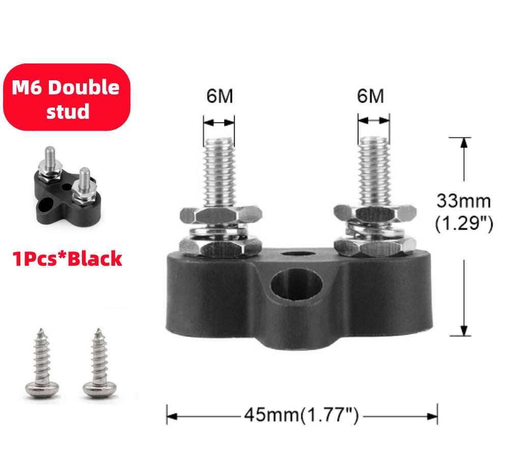 M6 M8 M10 Bus Bar 12V Terminal Block Studs BusBar 12V 5/16" 1/4" Negative Heavy Duty Power Distribution Stud for Truck RV Boat