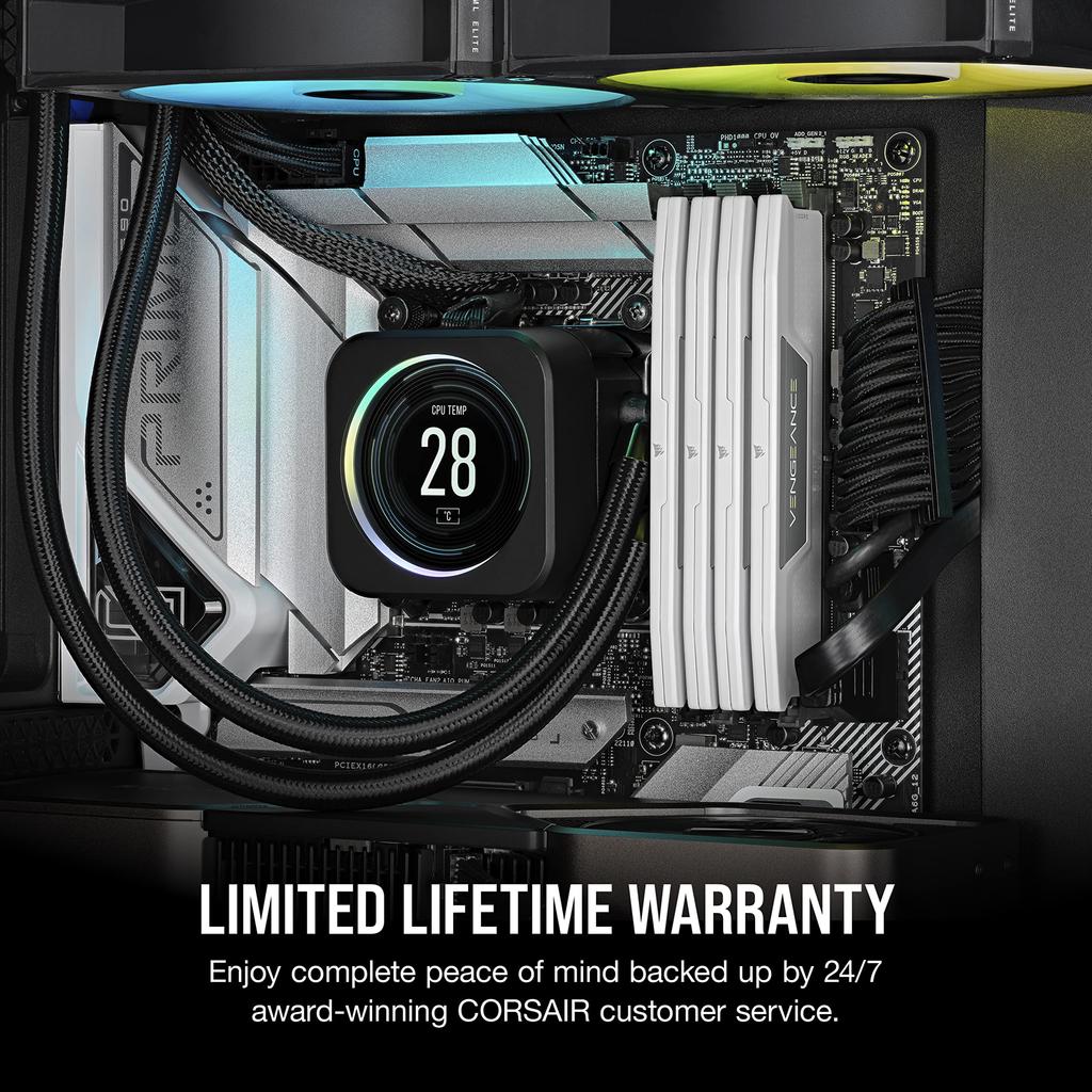 CORSAIR Desktop PC Memory VENGEANCE DDR5 Series Intel XMP Memory Kit 48GB White x CMK48GX5M2B6000C30W DDR5-6000MHz [24GB 2]