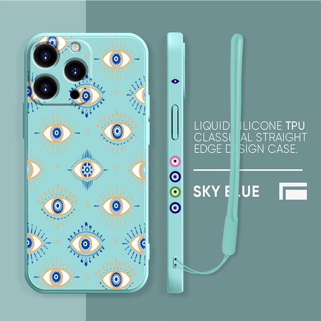 

Синий и золотой чехол «Сглаз» для iPhone 13 11 12 Por Max 12 Mini X XR XS MAX SE 2020 7 8 6s Plus силиконовый квадратный чехол Funda Capa iPhone 13 Pro Max