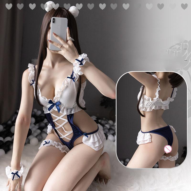 Sexy Lingerie Tight Fitting Deep V-strap Lace Uniform Temptation Anal Sexy Costume Woman Suit for Roller Female Sex Shop Xxx