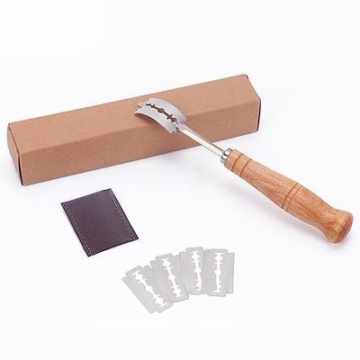 1 Takım Ahşap Saplı Kavisli Ekmek Kesici 304 Paslanmaz Çelik Ekmek Düzeltme Bıçağı, Hamur Bölücü Avrupa Baget Kesme Bıçağı