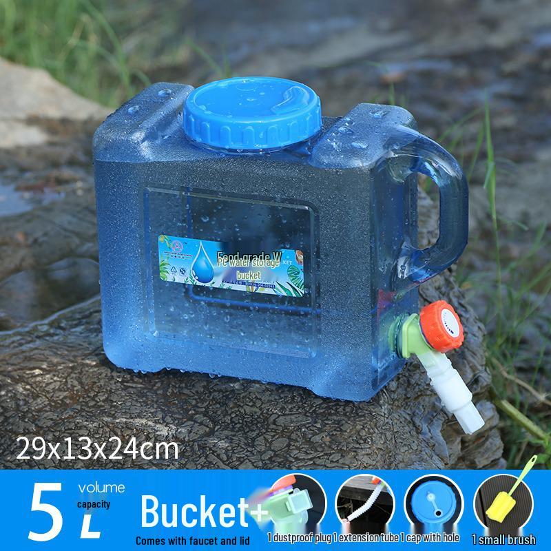 Portable Self-Driving Water Storage Bucket with Faucet - Food-Grade PC Plastic for Outdoor and Car Use