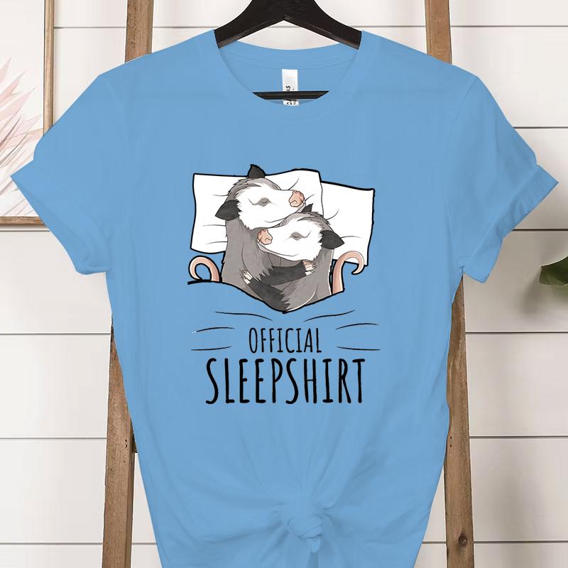 Opossum Official Sleepshirt Graphic T Shirts Women Cute Possum Lover Gift Fashion Casual Tshirt Sleeping Possum Classic Tops