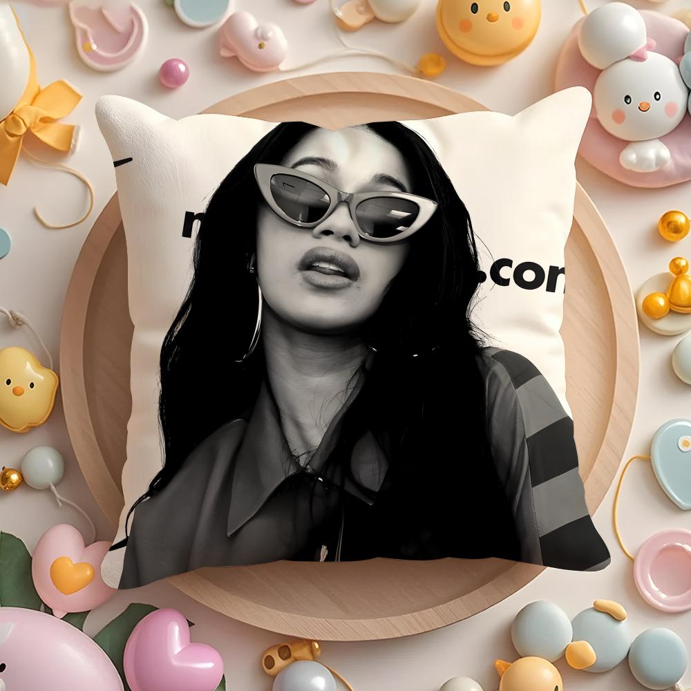 C-Cardi B-B Singer Cushion Cover Home & Car Multi-Scene Pillow Cover - Reversible, Soft & Durable for Daily Use