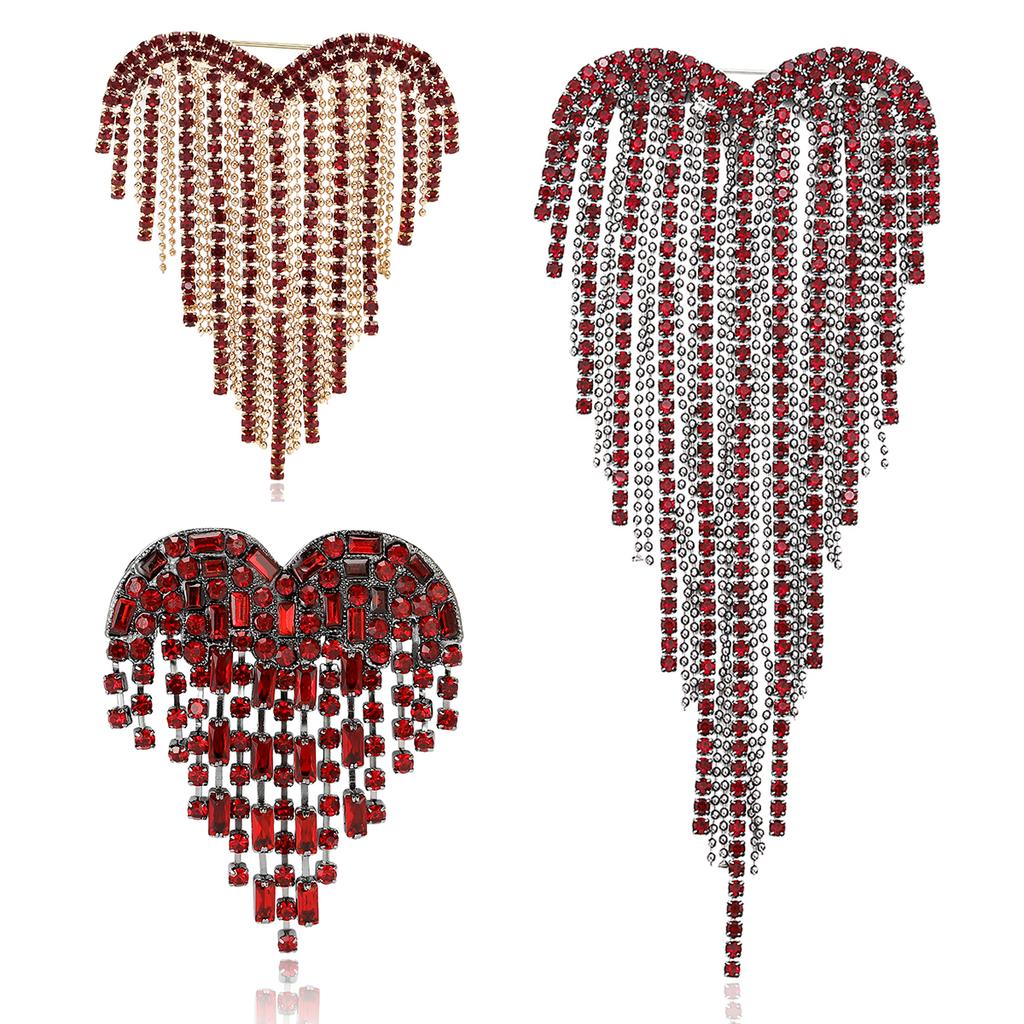 Spille alla moda con nappe lucide a forma di cuore per donna, spille da festa casual da revers, accessorio regalo, multicolore disponibile