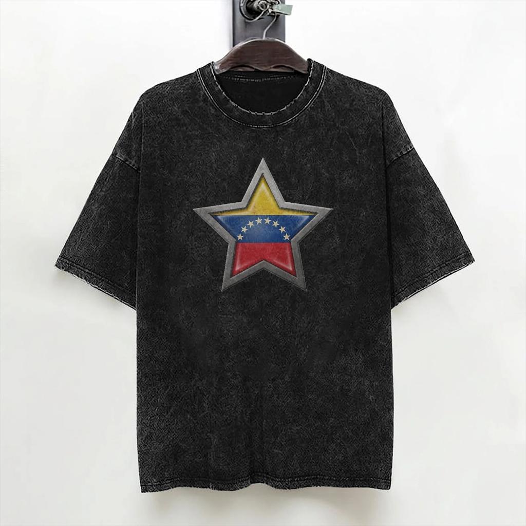 Venezuela Flag Venezuelan T Shirts Washed 100 Cotton Harajuku TShirt Vintage for Men Women Streetwear Graphic Tee Shirt