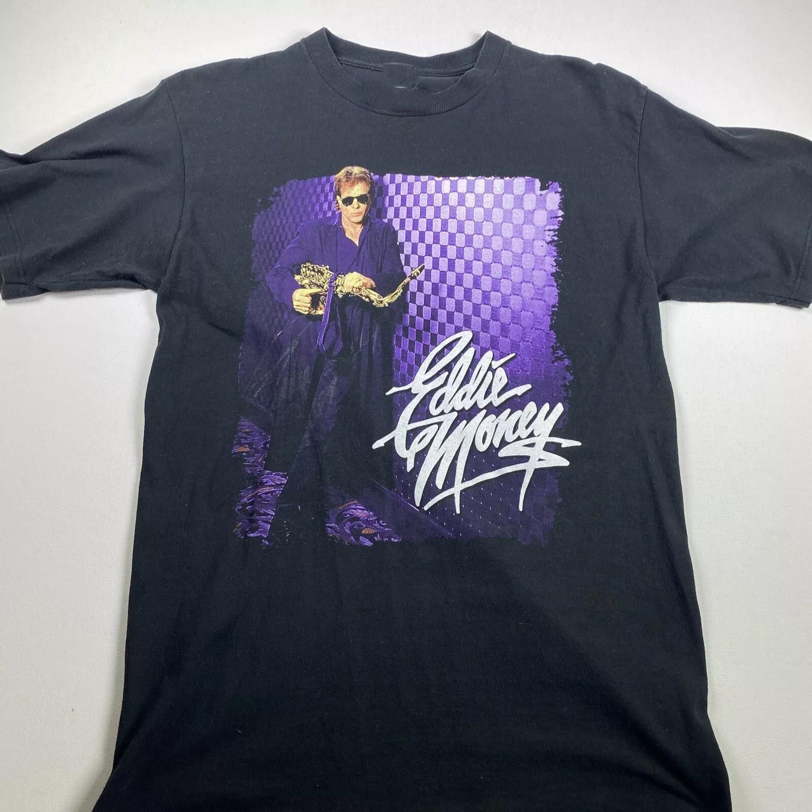Vtg 90s Eddie Money Black Concert Rock Tour T-Shirt S разноцветный