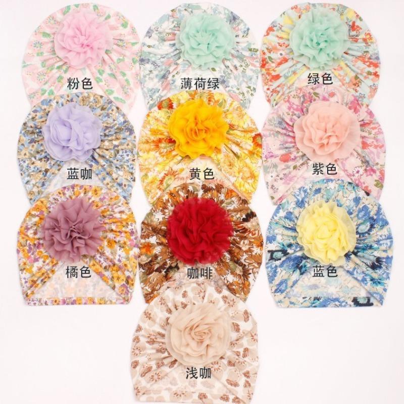 New Children's Flower Creative Printing Hat, Summer Thin Cute Soft Baby Hat, Baby Headscarf