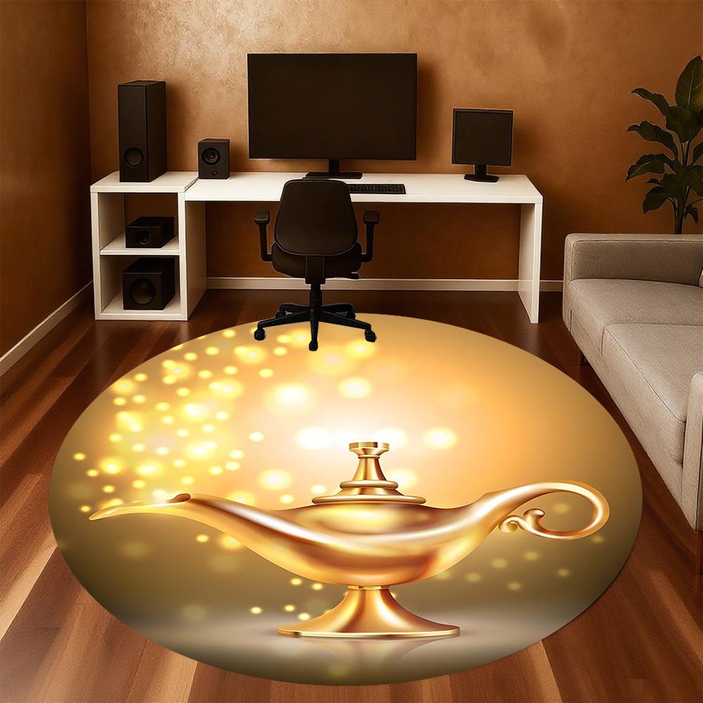 1pc magic lamp Round Chair mat Area Rug - Non-Slip, Floor Mat for Office, Bedroom, and Indoor Decor c1125232