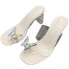 Transparente High Heels Damen Sommer 2025 neu Schleifenzehen Kristallabsatz eckige Spitze dicker Absatz Außenbekleidung coole Slipper