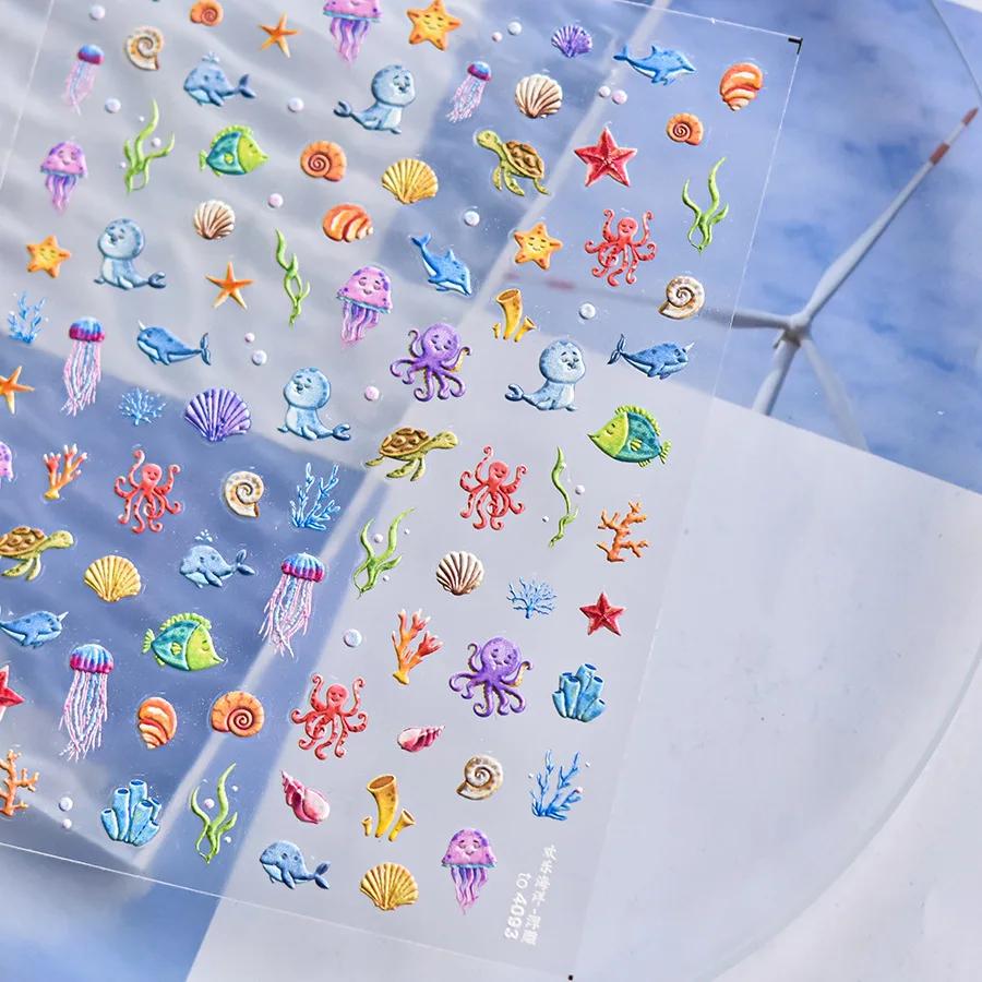 Magical Blow Bubbles Goldfish Bunny Rabbit Cat Kitten Shape Shiny Dreamy Bubbles 5D Nail Art Decorations Sticker Manicure Decal